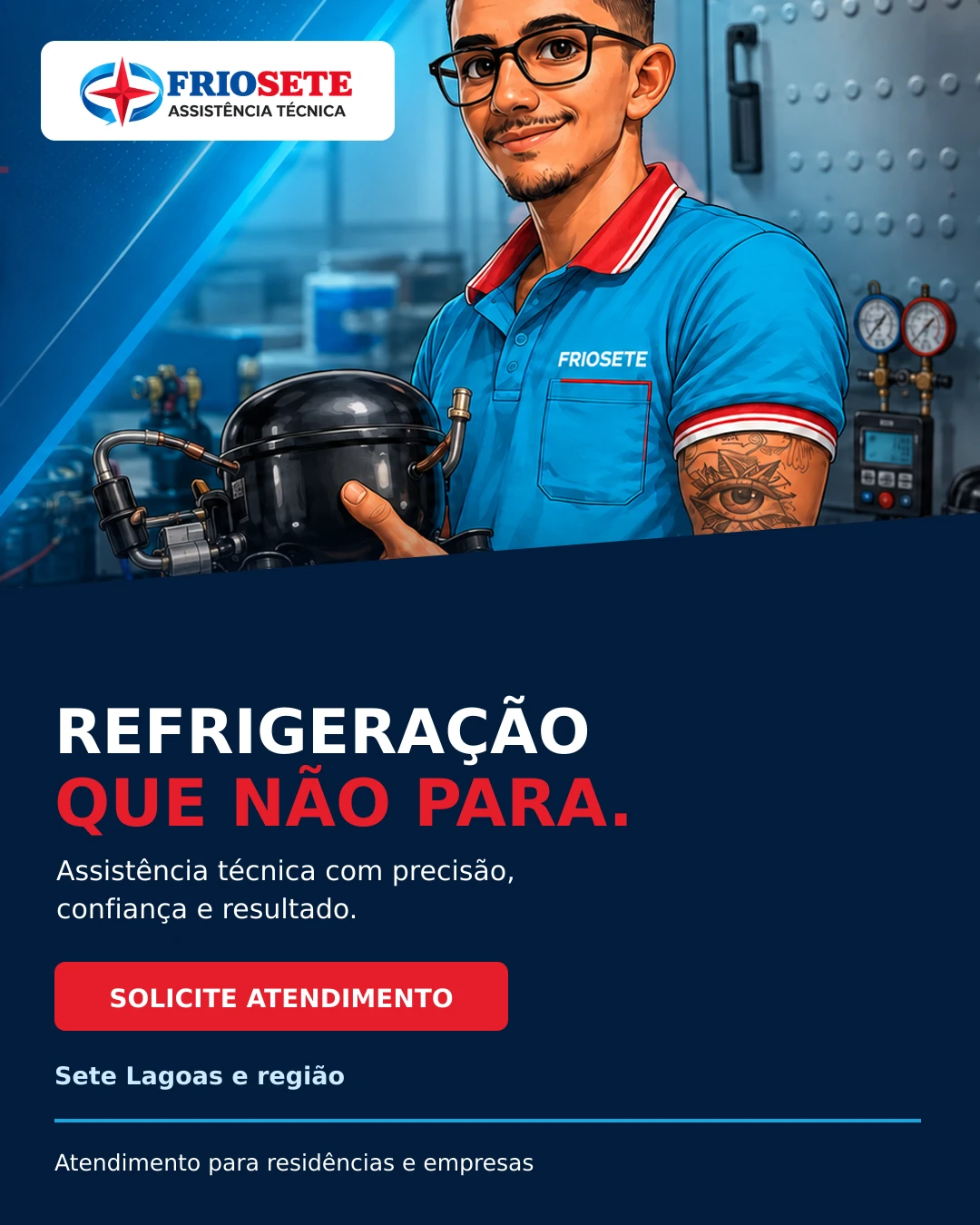Refrigeração que não para. Assistência técnica com precisão, confiança e resultado. Solicite atendimento em Sete Lagoas e região.